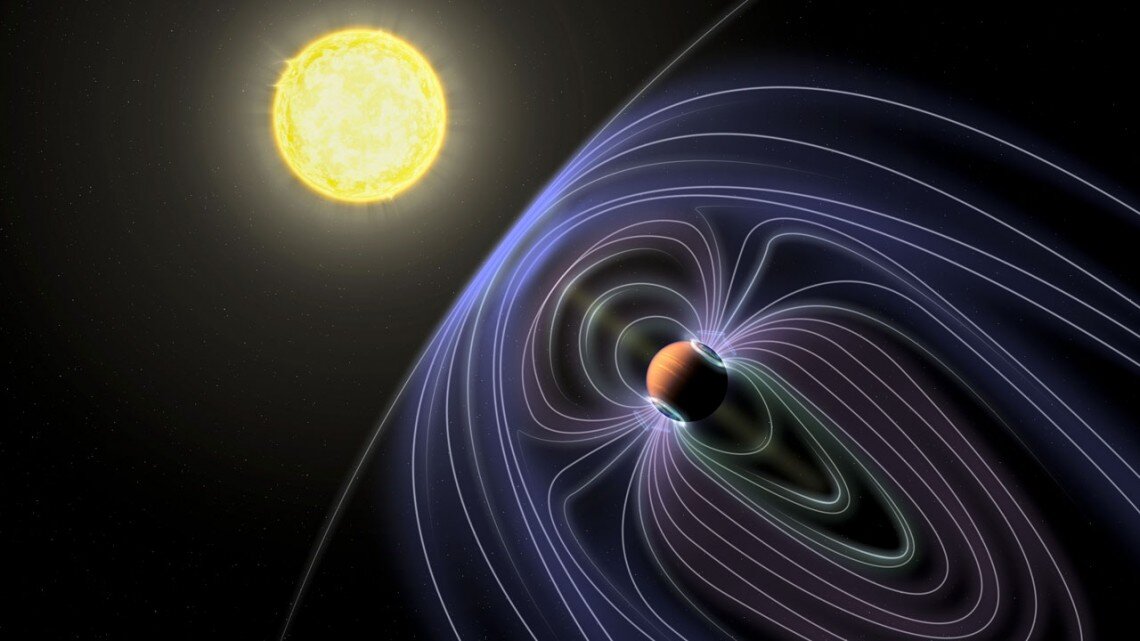 Художнє зображення системи Тау Волопаса та магнітних полів екзопланети. Jack Madden/Cornell University