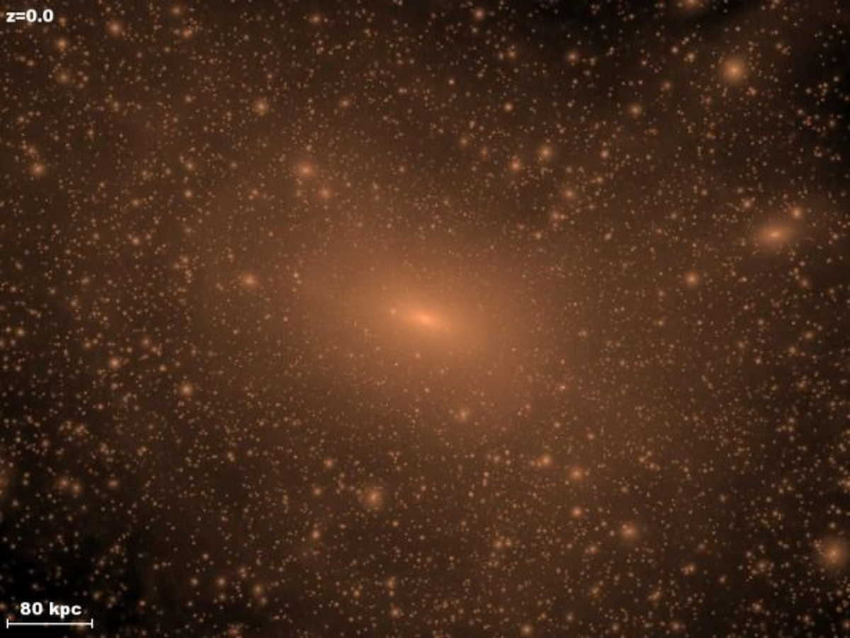 Симуляція гало темної матерії навколо Чумацького Шляху. Jürg Diemand, UCO/Lick, Project Columbia, NASA