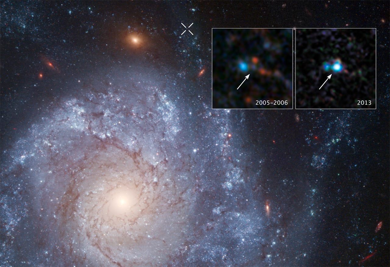 Наднова у галактиці NGC 1309, що спалахнула у 2012 році, відносилася до типу Iax. На архівних зображеннях «Габбла» за 2005-2006 роки видно початкову систему, в якій стався вибух. NASA, ESA, Rutgers University, University of Illinois, Hubble Heritage Team, JHU, STScI / Sci-news.